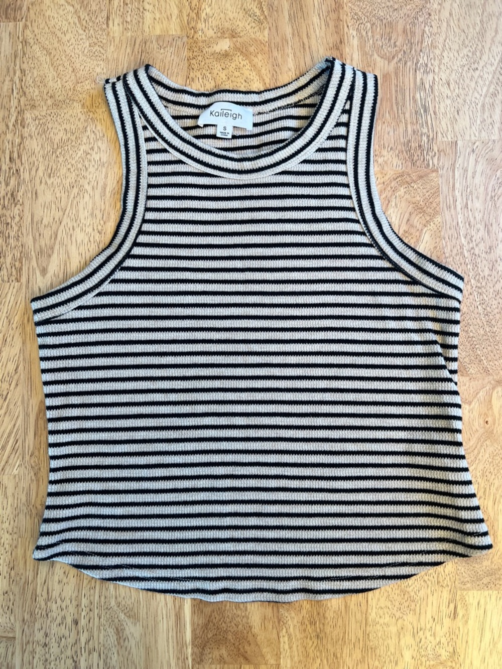 Kaileigh Racerback Striped Tank Top Black/Tan Size Small